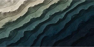 Ethereal Strata Of Silent Tides In Deep Navy And Muted Sage Monolith — David Moreau, Plaster & Texture Art