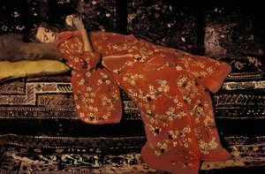 Girl in Red Kimono