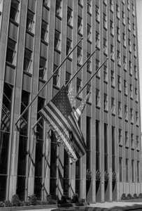 Steel Building With Flags At Half Staff In Recognition Of Mlk Assassination — Charles Martin Hardie