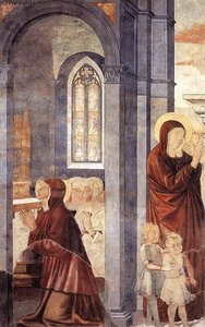 St Augustine Leaving His Mother (scene 3, East Wall) — Benozzo Gozzoli