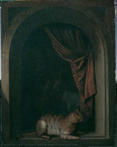 A Cat In The Window Of A Painter's Studio — Gerrit Dou