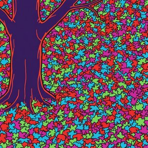 Pulso Cromático De La Arboleda Prismática: Una Visión Singular En Geometría Vibrante — Caroline Pelletier, Pop Agresivo Confrontativo