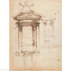 Design For Laurentian Library Doors And An External Window — Michelangelo Morlaiter