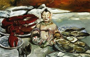 Still Life With Buddha, Lobsters And Oysters — Lovis Corinth