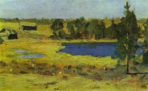 The Lake. Barns At The Edge Of A Forest — Isaak Ilyich Levitan, Russian Landscape Painting