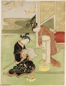 Sunset Glow Of The Lamp — Suzuki Harunobu