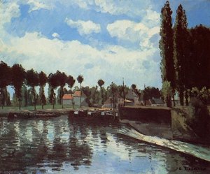 The Lock At Pontoise — Camille Pissarro, Impressionism