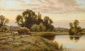 Carting Hay By The Thames — Alfred I Glendening
