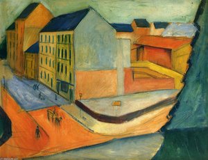 Unsere Strasse Mit Reitbahn, Bonn — August Macke, Expressionism