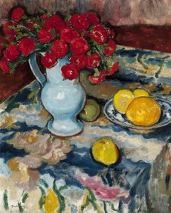 Red Carnations (still Life With A Blue Vase) — Józef Pankiewicz