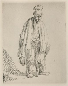 A Beggar Standing And Leaning On A Stick — Rembrandt Van Rijn, Baroque