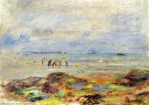 Rocks With Shrimp Fishermen — Pierre-auguste Renoir