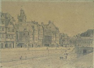 Old Houses Along A Canal, Morlaix — Johan Barthold Jongkind