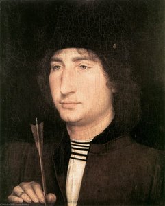 Porträt Eines Mannes Mit Einem Pfeil — Hans Memling