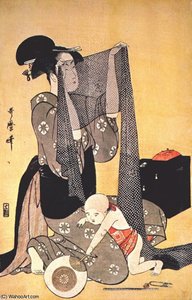 Women Making Dresses (left Panel) — Kitagawa Utamaro, Ukiyo-e