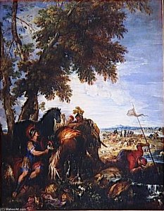 Halte De Cavaliers Se Desalterant Apres Une Bataille — Joseph Parrocel