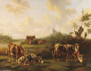 Cows In A Meadow — Albertus Verhoesen
