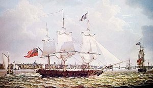 Mail Packet With Other Shipping Off Liverpool, (painting) — Robert W. Salmon