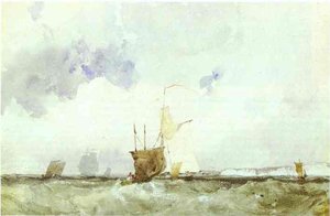 Vessels In A Choppy Sea — Richard Parkes Bonington