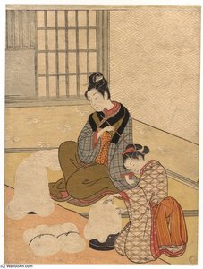 Evening Snow On The Nurioke — Suzuki Harunobu
