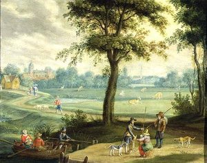 A Village Landscape By A River