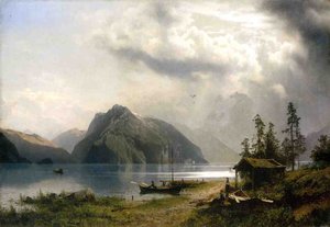 Landscape With Lake And Mountains — Herman Herzog
