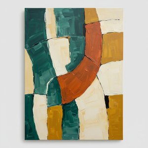 Interstitial Planes Of Ochre And Teal: A Study In Geometric Resonance. — Christian Noiret, Contemporary Abstract Painting