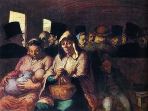 Le Wagon De Troisième Classe, Huile Sur Toile The Coach Of Third Class, Oil On Fabric — Honoré Daumier