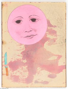 Untitled (man In The Moon Face Stained Pink, Mounted On Masonite) — Joseph Cornell