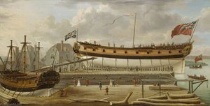 A Sixth Rate On The Stocks — John Cleveley The Elder
