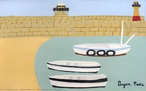 Three Boats In Harbour — Bryan Pearce