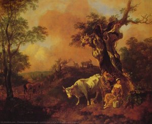 Landscape With A Woodcutter And Milkmaid — Thomas Gainsborough