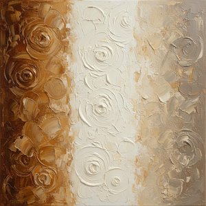 Ethereal Triptych Of Sculpted Earth And Luminous Cream Impasto Swirls — David Moreau
