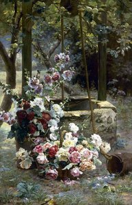 Flowers Near A Well — Henri Biva