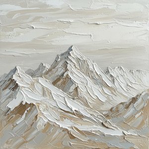 Monolithic Silence: A Sculptural Study Of Eternal Peaks In Bone And Cream — David Moreau, Contemporary Abstract