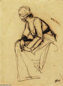 Study Of A Seated Woman — George Romney