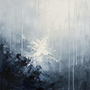 Fragmented Midnight: An Eternal Monolith Of Light And Descending Frost — Christian Noiret, Contemporary Abstract Painting