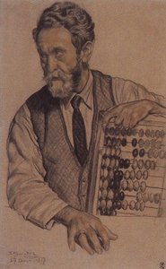 Man With Abacus — Boris Mikhailovich Kustodiev
