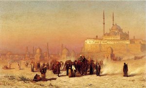 En El Camino Entre La Antigua Y La Nueva El Cairo, La Mezquita De La Ciudadela De Mohamed Alí Y Las Tumbas De Los Mamelucos — Louis Comfort Tiffany, Arte Impresionista
