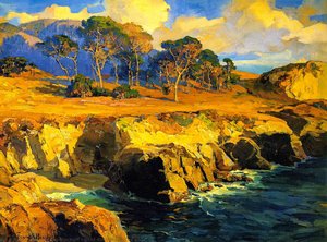Gold-Rimmed Rocks and Sea