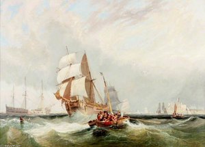 Shipping Inshore, A Boat Ferrying Passengers — John Wilson Carmichael