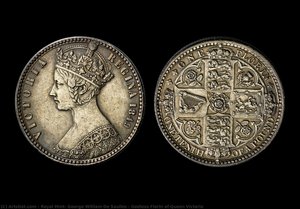 Godless Florin Of Queen Victoria — Royal Mint, George William De Saulles