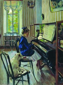 Girl Playing The Piano — Sergey Arsenievich Vinogradov