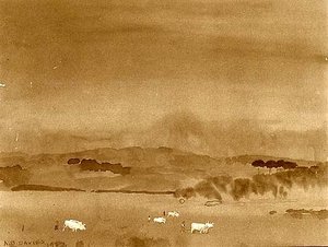 Ploughing, Campania, Rome, (painting) — Arthur B. Davies, Symbolism