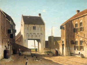 A Town Gate in Leerdam, Jan Weissenbruch, c. 1868 - c. 1870
