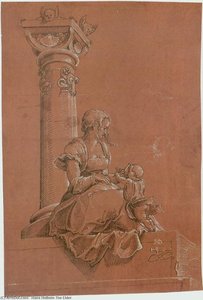 The Virgin And Child Before A Column — Ханс Холбајн Старији