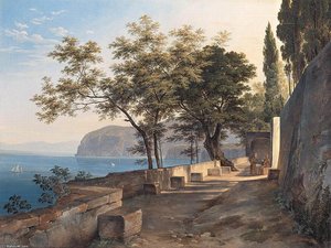 Terrace Of The Capucin Priory In Sorrento — Heinrich Carl Reinhold, Romanticism