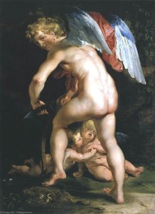 Cupid Making His Bow — Peter Paul Rubens, Baroque