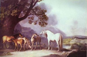 Mares And Foals In A Mountainous Landscape — George Stubbs