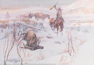 Christmas Dinner For The Men On The Trail — Charles Marion Russell, Romantic Western